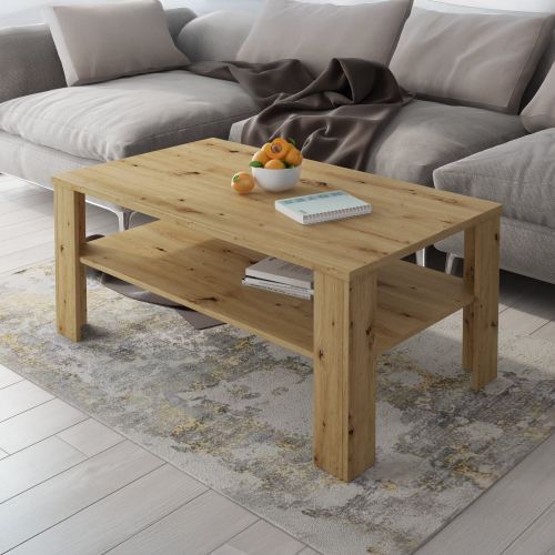 Tavolino da Salotto Marrone Rovere Nodi un Vano Forma Rettangolare 110x65x47h cm, Sfumatura Colore Ripiano Rovere Nodi - Rora