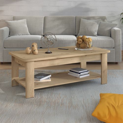 Tavolino da Salotto Marrone Rovere Nodi un Vano Forma Rettangolare 124x60x45h cm, Sfumatura Colore Ripiano Rovere Nodi - Pella