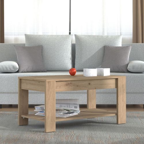 Tavolino da Salotto Marrone Rovere Nodi un Vano Forma Rettangolare 90x49.5x45.5h cm, Sfumatura Colore Ripiano Rovere Nodi - Signa
