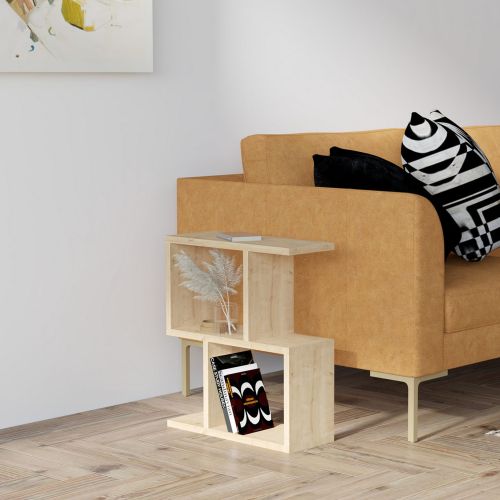 Tavolino da Salotto Marrone Sabbia 2 Vani Forma Rettangolare 45x17x51h cm, Sfumatura Colore Ripiano Sabbia - Lauriano