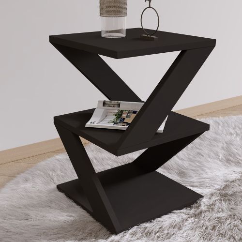 Tavolino da Salotto Nero 2 Vani Forma Rettangolare 30x30x54h cm, Materiale Piano in Legno Nobilitato - Serino