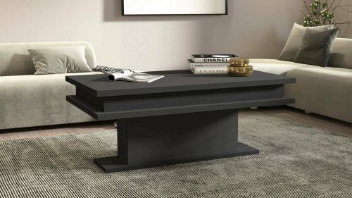 Tavolino da Salotto Nero Antracite Forma Rettangolare Materiale Piano in Legno Nobilitato 100x55x42h cm, Colore Ripiano Nero Made in Italy - Iside