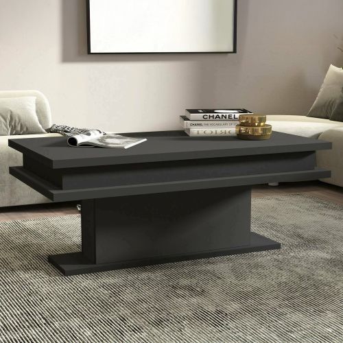 Tavolino da Salotto Nero Antracite Forma Rettangolare Materiale Piano in Legno Nobilitato 100x55x42h cm, Colore Ripiano Nero Made in Italy - Iside