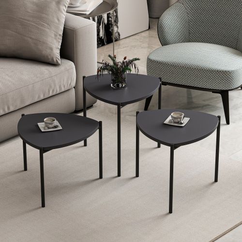 Tavolino da Salotto Nero Antracite Modulabile Forma Rettangolare 45x45x45h cm, Sfumatura Colore Ripiano Antracite - Carro