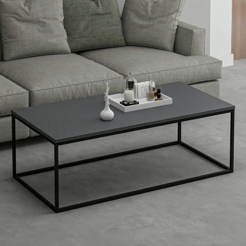 Tavolino da Salotto Nero Antracite Nero Forma Rettangolare Materiale Piano in Legno Nobilitato 120x60x42h cm, Sfumatura Colore Struttura Antracite