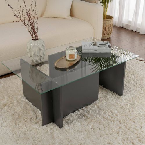 Tavolino da Salotto Nero Antracite Peso Massimo Supportato 10 kg Forma Rettangolare 105x65x40h cm, Sfumatura Colore Struttura Antracite - Azriel