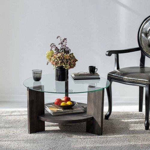 Tavolino da Salotto Nero Antracite Portariviste Forma Rotonda 75x75x40h cm, Sfumatura Colore Struttura Antracite - Felino