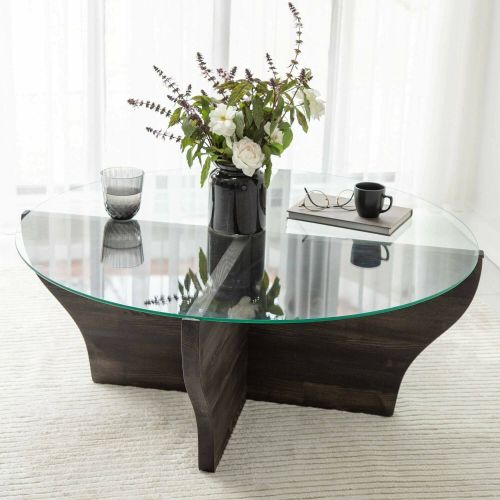 Tavolino da Salotto Nero Antracite Portariviste Forma Rotonda 92x92x36h cm, Sfumatura Colore Struttura Antracite - Califfi