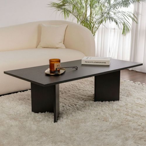 Tavolino da Salotto Nero Forma Rettangolare Materiale Piano in Legno Nobilitato 119x60x40h cm, Colore Ripiano Nero - Turate