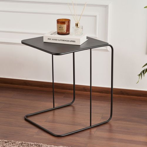 Tavolino da Salotto Nero Forma Rettangolare Materiale Piano in Metallo 47x46x57h cm, Colore Ripiano Nero - Cattaneo