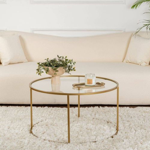 Tavolino da Salotto oro Cassetti Peso Massimo Supportato 10 kg 80x80x43h cm, Vani - Geralt