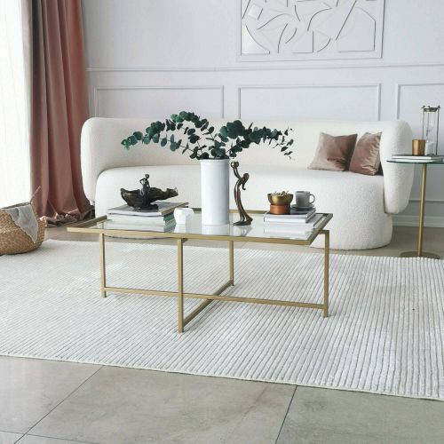 Tavolino da Salotto oro Cassetti Resistente All'appannamento 94x64x35h cm, Vani - Anna