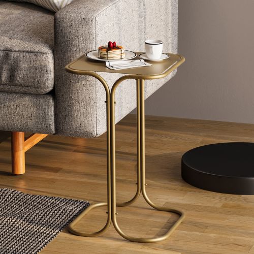 Tavolino da Salotto oro Forma Quadrato Materiale Piano in Metallo 30x30x52h cm, Colore Ripiano oro - Perrero