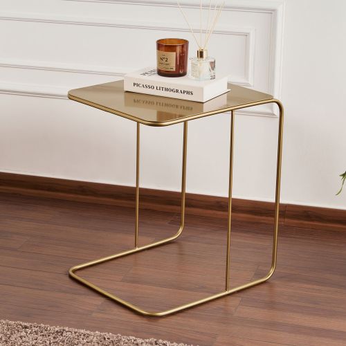 Tavolino da Salotto oro Lucido Forma Rettangolare Materiale Piano in Metallo 47x46x57h cm, Colore Ripiano oro - Cattaneo