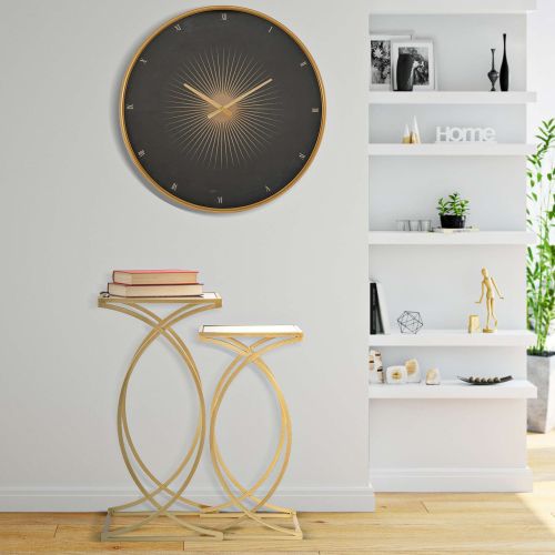 Tavolino da Salotto oro Trasparente set da 2 Modulabili Forma Quadrato 35x35x70h cm, Colore Ripiano Trasparente - Gane