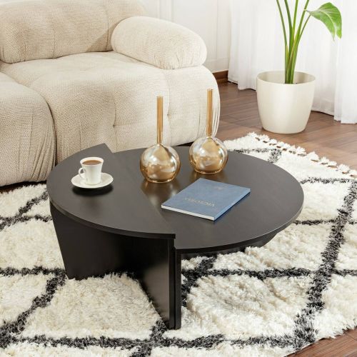 Tavolino da salotto ovale nero 90x60x35h cm - Feyre