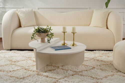 Tavolino da salotto Parete, Tavolo basso da caffè, Portariviste per divano, Ripiano da soggiorno, 90x60 h35 cm, Bianco