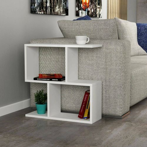 Tavolino da salotto Polyh, Tavolo basso da soggiorno, Ripiano da caffè, Tavolino per divano, 60x20h60 cm, Bianco
