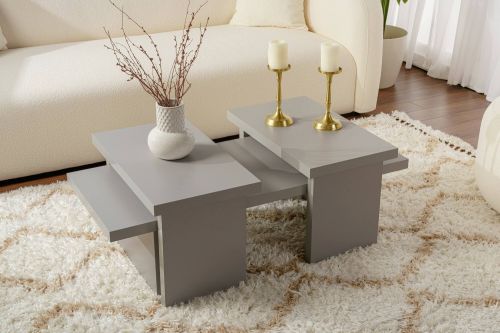 Tavolino da salotto Prepotto, Tavolo basso da caffè, Portariviste per divano, Ripiano da soggiorno, 110x45 h42 cm, Grigio
