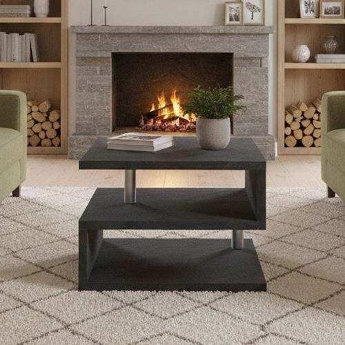 Tavolino da salotto quadrato ardesia 55x55x41h cm - Chanthu