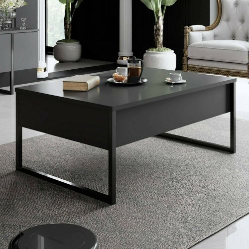 Tavolino da salotto rettangolare antracite e nero 90x60x40h cm - Lavinia