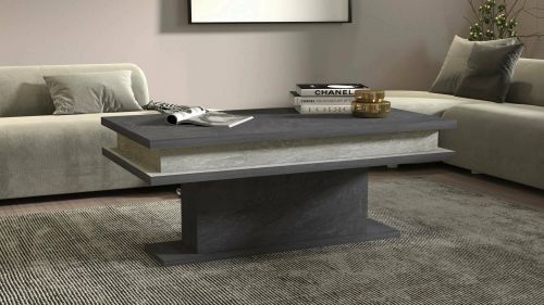 Tavolino da salotto rettangolare ardesia 100x55x42h cm con LED - Iside