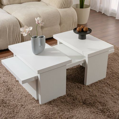 Tavolino da salotto rettangolare bianco 110x45x41h cm - Amarantha