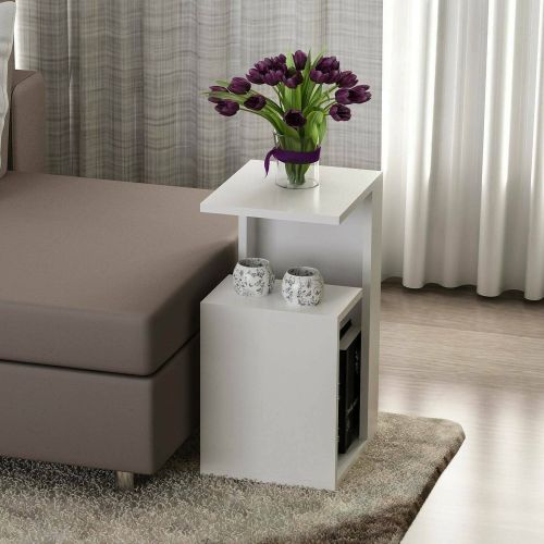 Tavolino da salotto rettangolare bianco 35x29x60h cm - Karnot
