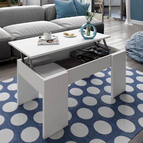 Tavolino da salotto rettangolare bianco lucido 100x45x50h cm - Almas