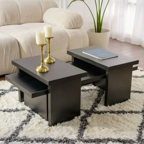 Tavolino da salotto rettangolare nero 110x45x41h cm - Amarantha