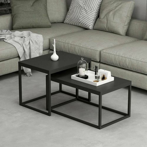 Tavolino da salotto rettangolare nero 72x37x45h cm - Liro