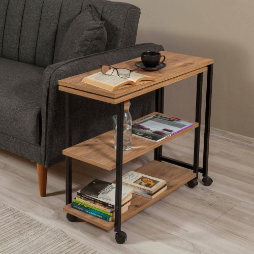Tavolino da salotto rettangolare quercia e nero 70x76x63h cm - Lagaros