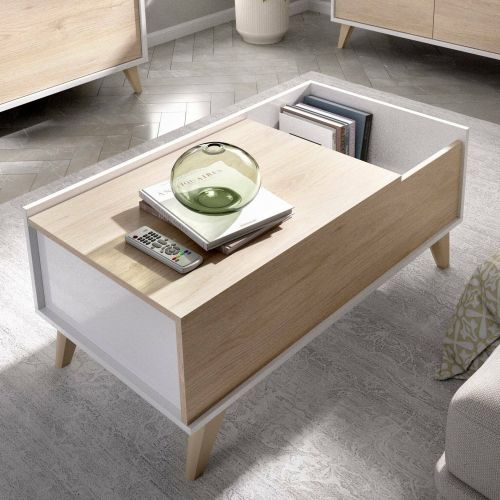 Tavolino da salotto rettangolare rovere e bianco 99x60x41h cm - Alexius