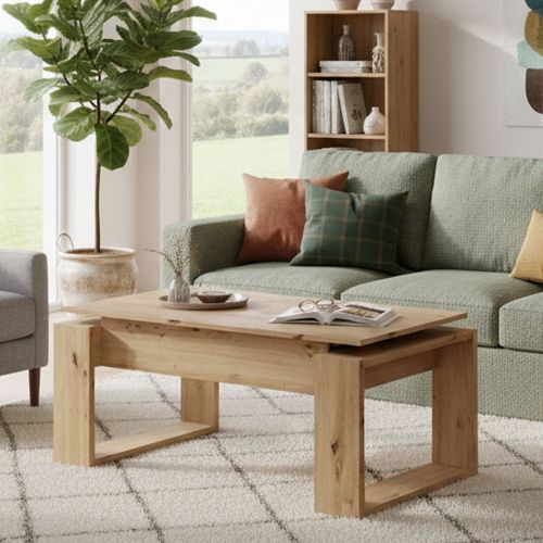 Tavolino da salotto rettangolare rovere nodi 105x45x55h cm - Aspra