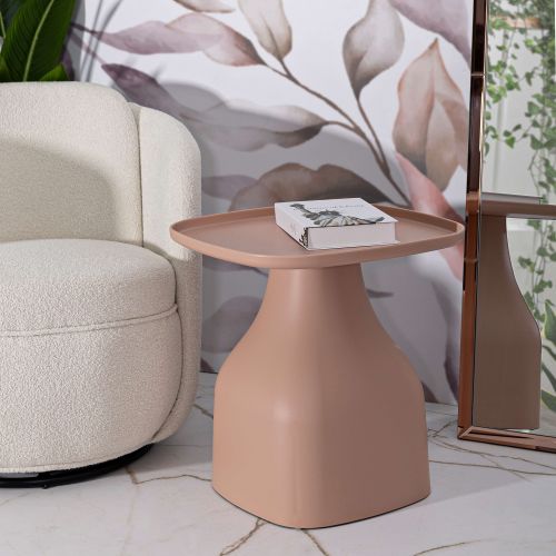 Tavolino da Salotto Rosa Adatto per Indoor-outdoor Angoli Arrotondati Forma Quadrato 48x48x50h cm, Colore Ripiano Rosa - Matata