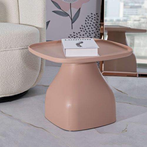 Tavolino da Salotto Rosa Adatto per Indoor-outdoor Angoli Arrotondati Forma Rettangolare 48x48x38h cm, Colore Ripiano Rosa - Inhamb