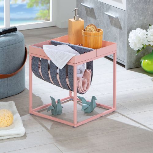 Tavolino da Salotto Rosa Portariviste 2 Vani 35x40x35h cm, Forma Rettangolare - Limana