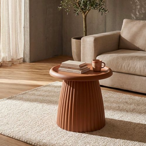 Tavolino da Salotto Rosso Adatto per Indoor-outdoor Forma Rotondo 52x45x52h cm, Colore Ripiano Rosso - Kampot
