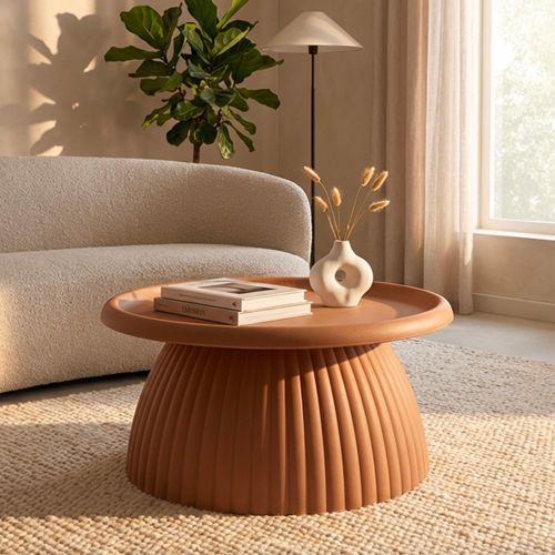 Tavolino da Salotto Rosso Adatto per Indoor-outdoor Forma Rotondo 71x35x71h cm, Colore Ripiano Rosso - Gamirese
