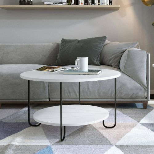 Tavolino da salotto rotondo bianco 80x80x45h cm - Plodio