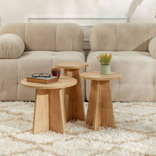 Tavolino da salotto rotondo quercia 43x43x48h cm - Amren