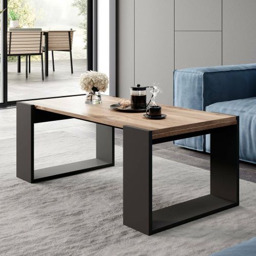 Tavolino da salotto Specchia, 46x120 h55 cm, Rovere Nodi e Antracite
