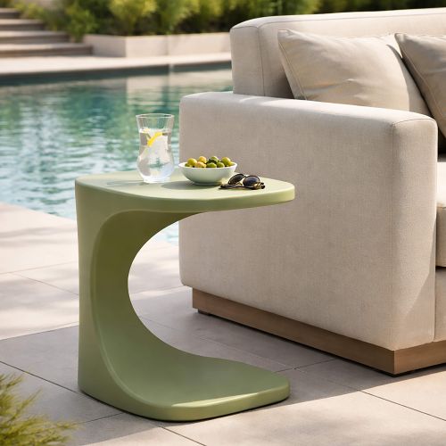 Tavolino da Salotto Verde Adatto per Indoor-outdoor Forma Rettangolare 44x54x44h cm, Colore Ripiano Verde - Bagan