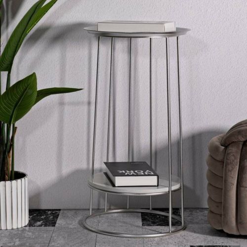 Tavolino salotto circolare argento 40x40x76h cm - Biferno