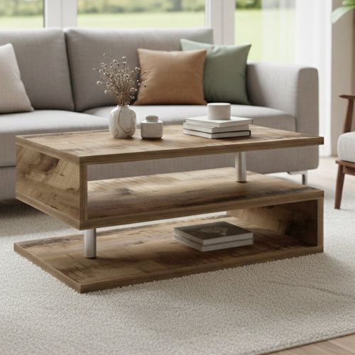 Tavolino salotto rettangolare acero 90x55x41h cm - Natalia