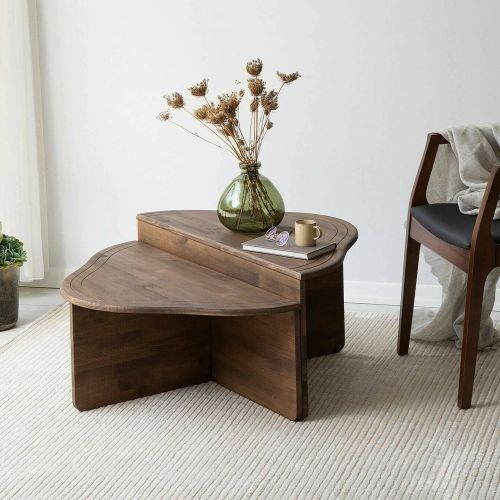 Tavolino salotto rettangolare angoli arrotondoti noce 90x90x40h cm - Emiri