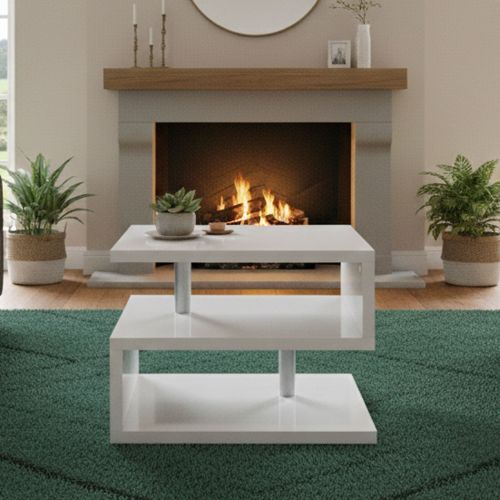 Tavolino salotto rettangolare bianco 55x55x41h cm - Chanthu