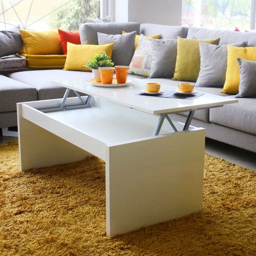 Tavolino salotto rettangolare bianco lucido 102x43x50h cm - Adrina