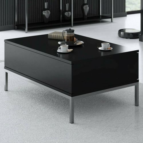 Tavolino salotto rettangolare nero e argento 90x60x40h cm - Vespero