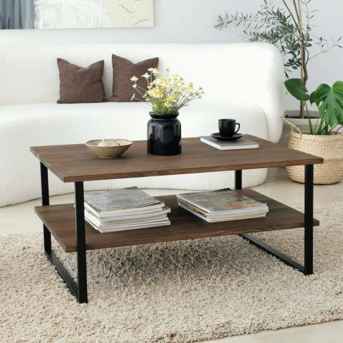 Tavolino salotto rettangolare noce 85x60x40h cm - Aprica